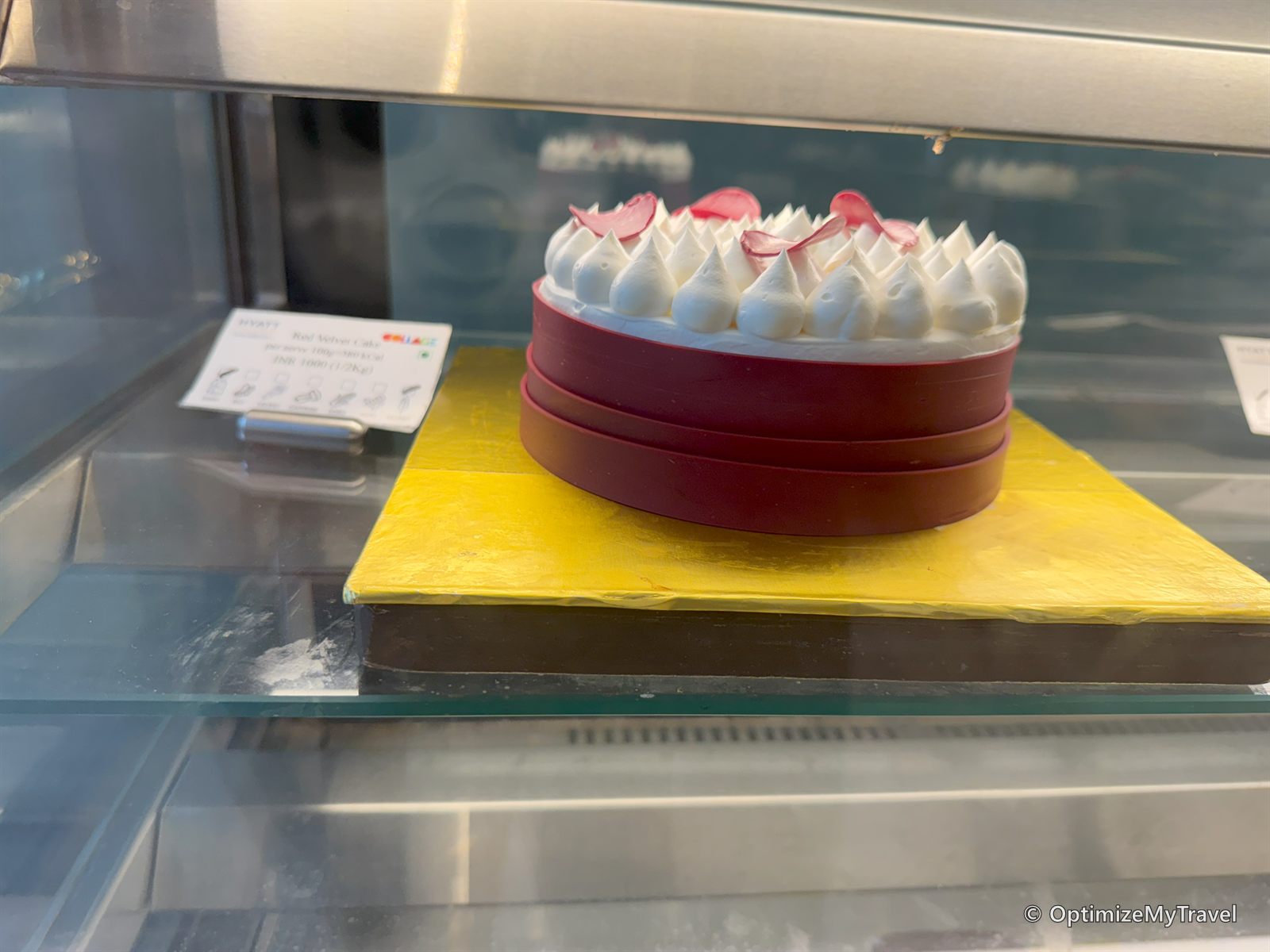 Decorated cake displayed in the hotel's pastry counter
